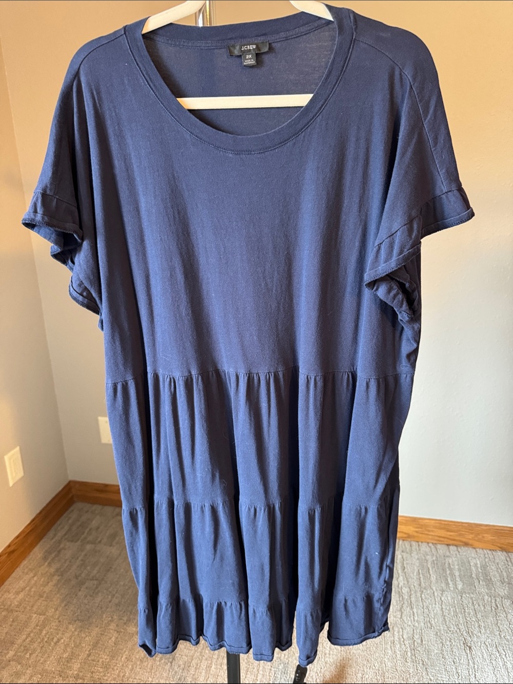 J. Crew Navy Short-Sleeve Tiered Dress